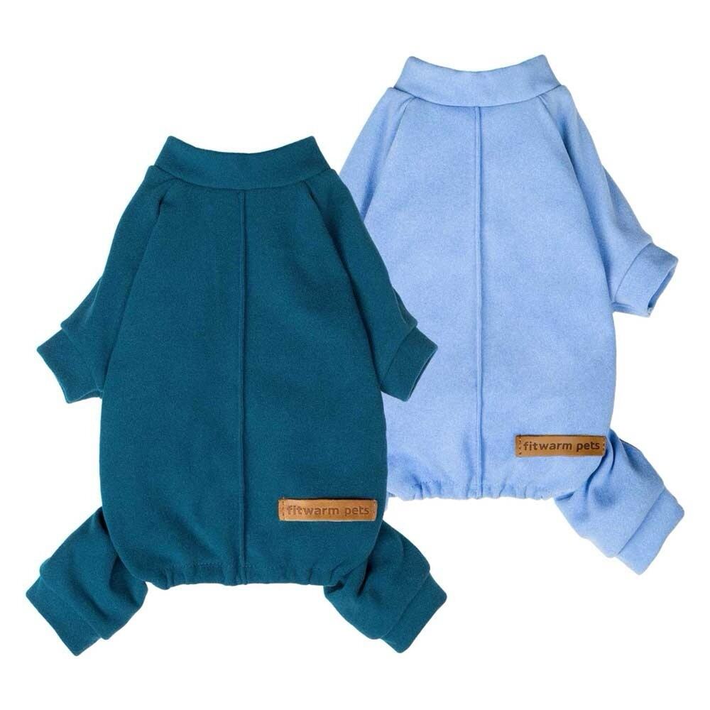 Fitwarm 2 Pack Lightweight Fleece Dog Pajamas, Blue Size S